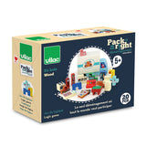 Vilac Pack it Right wooden logic game box showing a moving truck and 20 puzzle furniture pieces.
