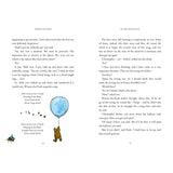 Winnie-the-Pooh floats from a blue balloon next to his Cloud Song lyrics in an open storybook illustration.