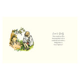 A child sits reading a book to a bear stuck in a hole, surrounded by greenery. The scene feels warm and caring. Text reads: “Love’s Duty,” describing comfort.